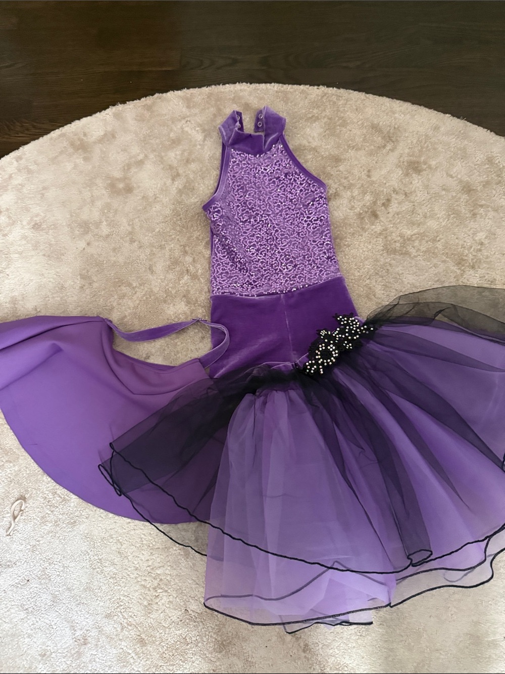 Weissman Purple and Black Tulle Halter Dance Costume